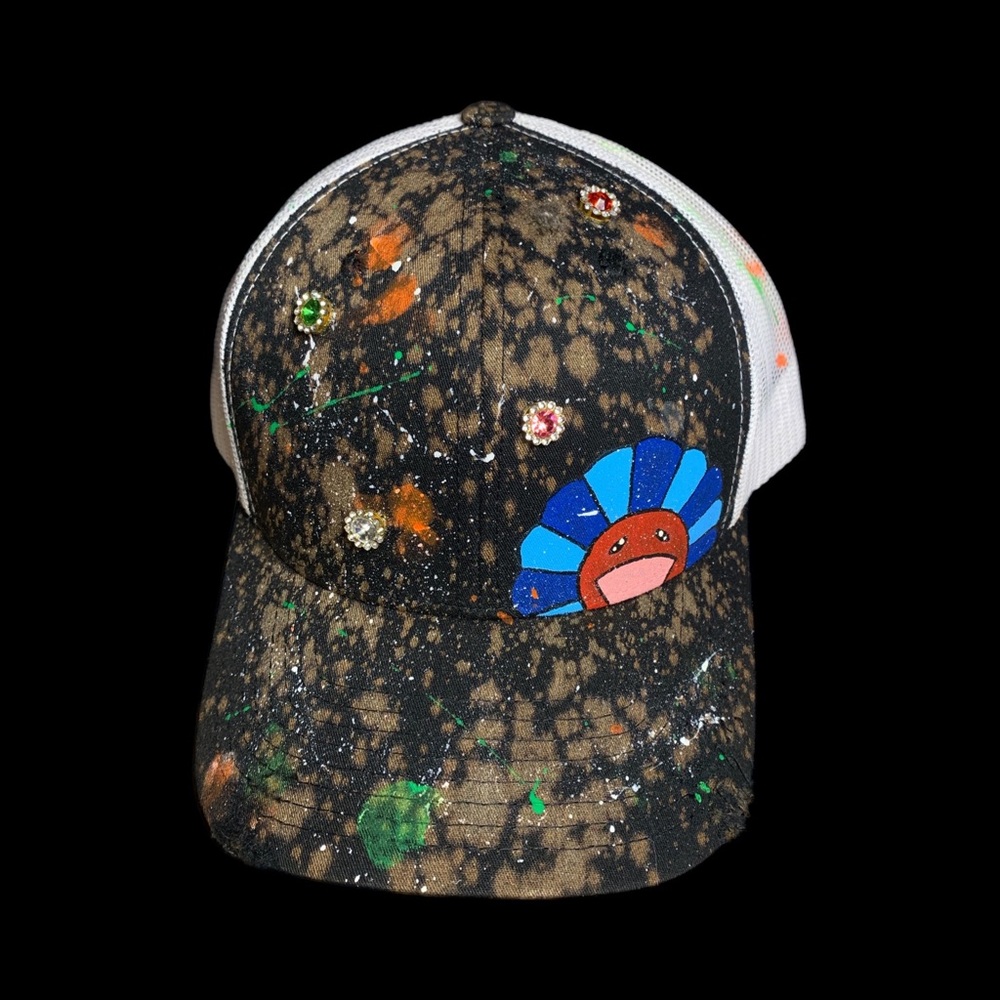 Hand-Painted Murakami inspired Splatter Trucker Hat